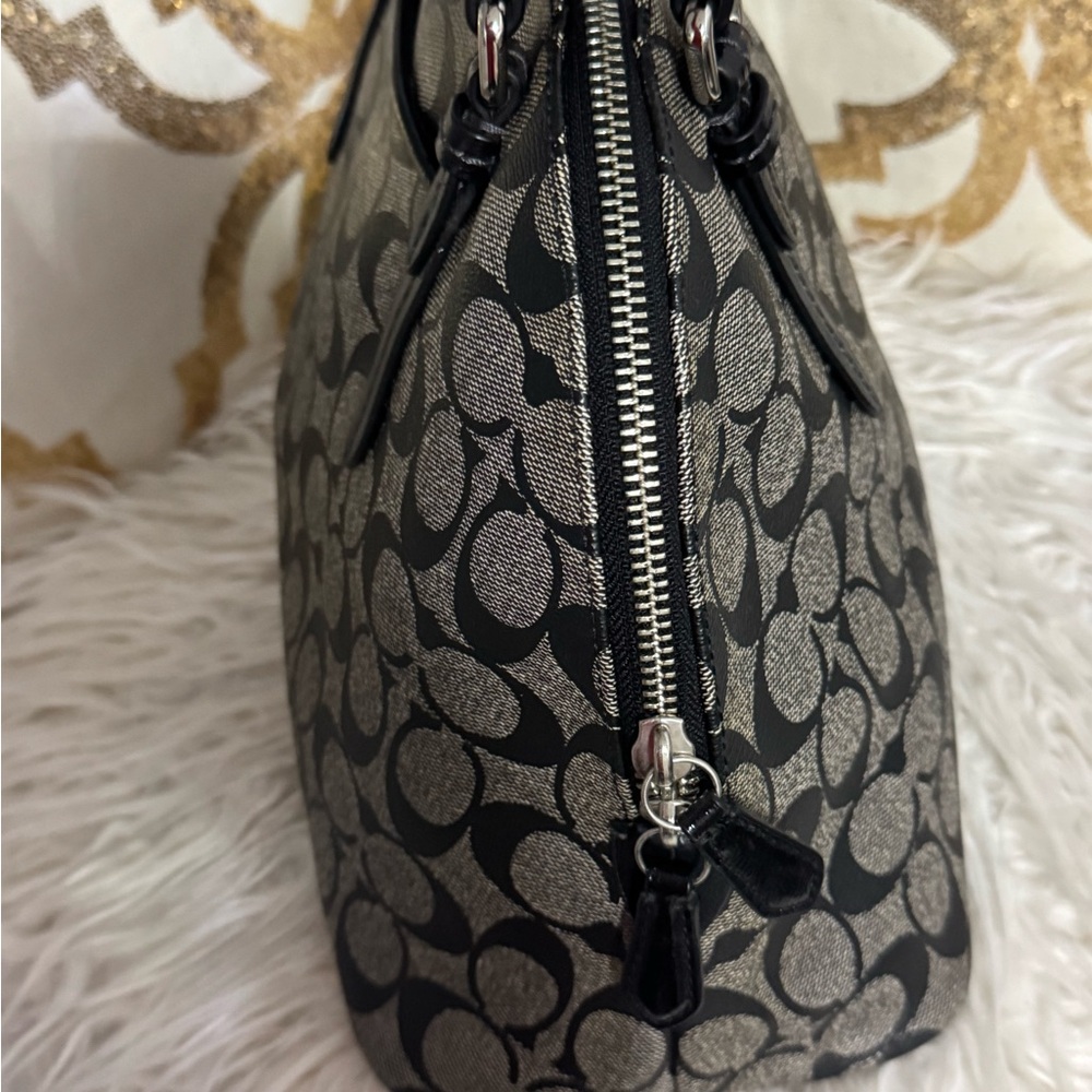 Coach Black and Gray Signature Satchel